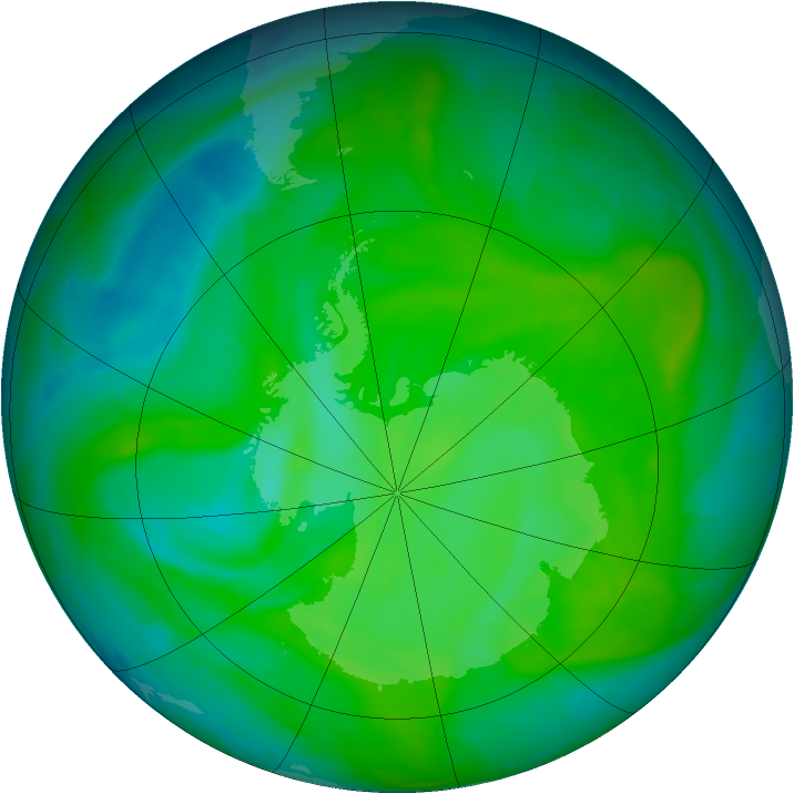 Antarctic ozone map for 03 December 2013